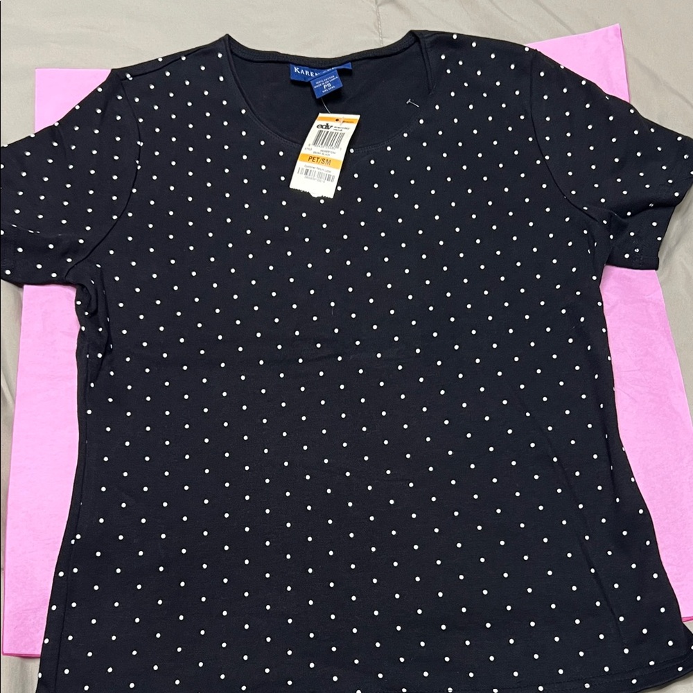 Karen Scott Black Polka Dot Blouse